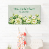 Banderoles Mariage élégant de pivoines vertes et blanches (En situation)