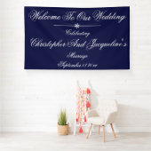 Banderoles Mariage Elegant Marine Bleu Contexte Chic Bienvenu (Insitu)