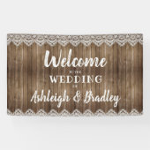 Banderoles Mariage en dentelle de bois rustique (Horizontal)