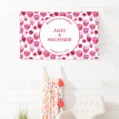 Banderoles Mariage en fleurs rose vif (En situation)