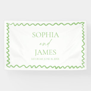 Banderoles Mariage Fantaisiste Citron Vert Bordure Ondulée