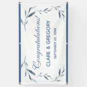 Banderoles Mariage Feuille bleu et blanc (Vertical)