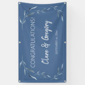 Banderoles Mariage Feuille bleu et blanc (Vertical)