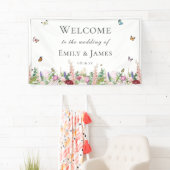 Banderoles Mariage Fleurs Roses Romantiques & Papillons (En situation)