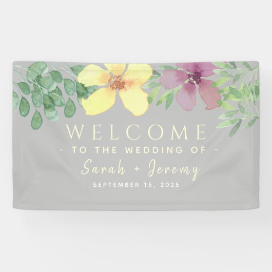 Banderoles Mariage Floral de verdure Bienvenue (Horizontal)