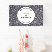 Banderoles Mariage floral noir et blanc moderne (En situation)