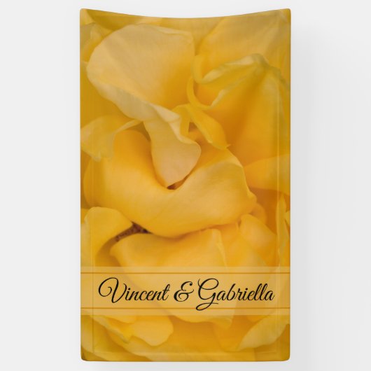 Banderoles Mariage floral rose jaune (Vertical)