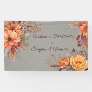 Banderoles Mariage floral rustique aquarelle d'automne