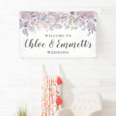 Banderoles Mariage floral violet et blanc rustique (En situation)