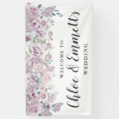 Banderoles Mariage floral violet et blanc rustique (Vertical)