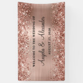 Banderoles Mariage Gold Rose Glitter Accueil (Vertical)