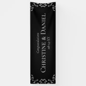 Banderoles Mariage gothique argenté et noir (Vertical)