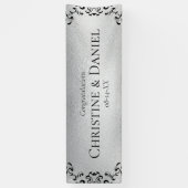 Banderoles Mariage gothique argenté et noir (Vertical)