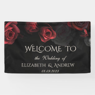 Banderoles Mariage gothique aux roses rouges élégantes