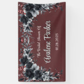 Banderoles Mariage gothique floral noir et rouge sang (Vertical)