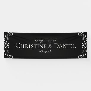 Banderoles Mariage gothique noir et blanc