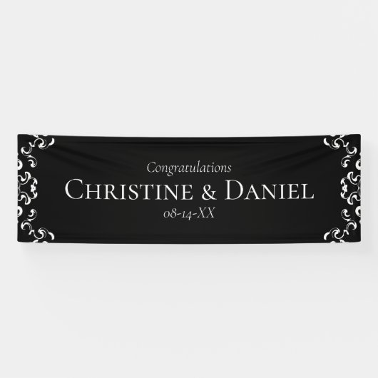 Banderoles Mariage gothique noir et blanc (Horizontal)