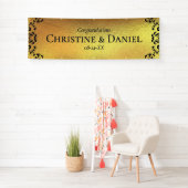 Banderoles Mariage gothique or et noir (En situation)