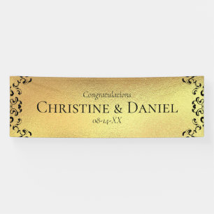 Banderoles Mariage gothique or et noir