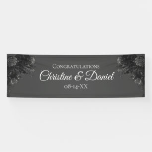 Banderoles Mariage gothique Rose gris noir