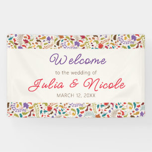 Banderoles Mariage Jardin de fleurs exotiques Wild Rose Woods