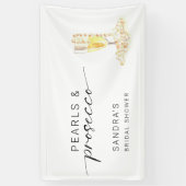 Banderoles Mariage minimal personnalisé perles et Prosecco  (Vertical)