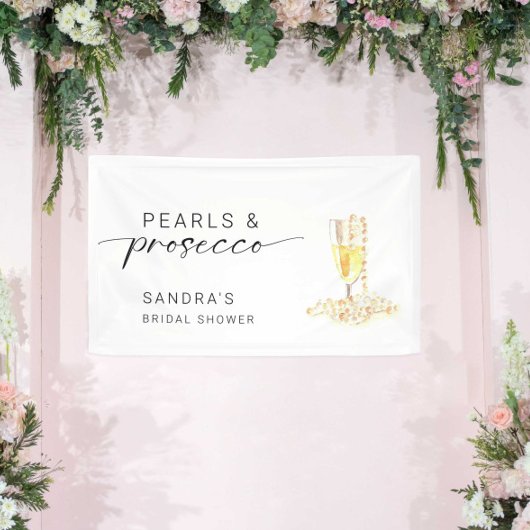 Banderoles Mariage minimal personnalisé perles et Prosecco 