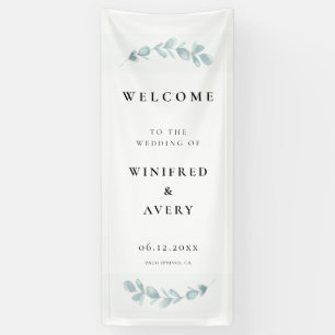 Banderoles Mariage minimaliste aquarelle de verdure Bienvenue