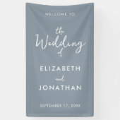 Banderoles Mariage minimaliste Dusty Blue élégant Accueil (Vertical)