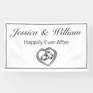 Banderoles Mariage minimaliste moderne des anneaux de coeur n