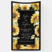 Banderoles Mariage minimaliste Tournesol noir blanc (Vertical)