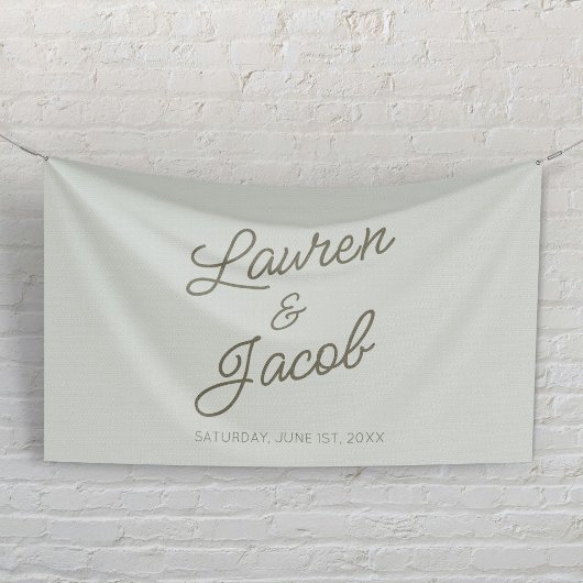 Banderoles Mariage minimaliste vert moderne