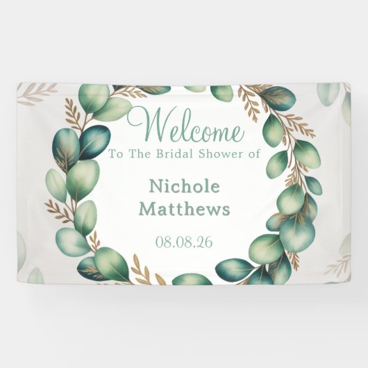 Banderoles Mariage Mint Green & Vert Sauge Eucalyptus (Horizontal)