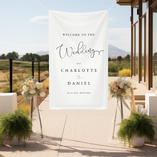 Banderoles Mariage moderne, minimal, blanc