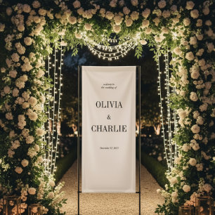 Banderoles Mariage Moderne Minimaliste Bienvenue Noir et Blan