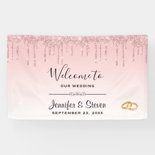 Banderoles Mariage moderne  Rose Parties scintillant Drives & (Horizontal)