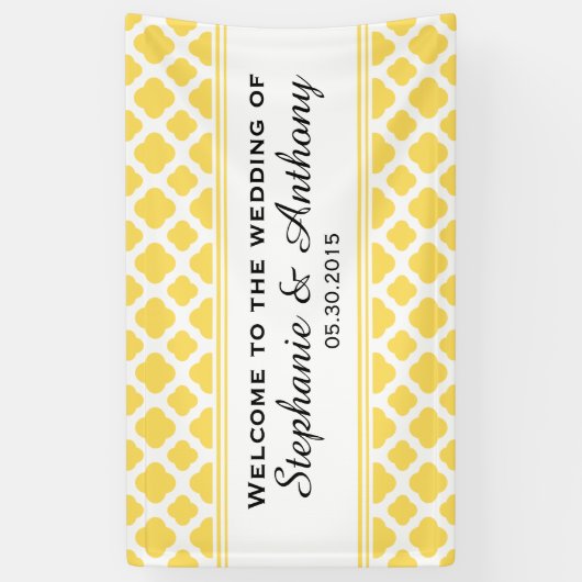 Banderoles Mariage Motif citron jaune et blanc (Vertical)