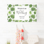 Banderoles Mariage Motif Feuille élégant Green Tropical (En situation)