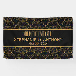 Banderoles Mariage Motif Gold et Black Art Déco