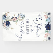 Banderoles Mariage Nautical Floral Ancre Bienvenue (Horizontal)