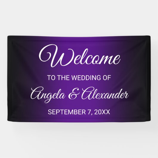 Banderoles Mariage noir et indigo violet (Horizontal)