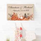 Banderoles Mariage orange brûlé en terre cuite claire (En situation)