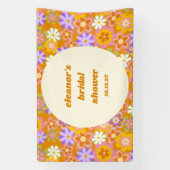 Banderoles Mariage Orange Violet Floral Personnalisé Rétro (Verticale)