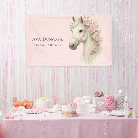 Banderoles Mariage Pastel Rose Toile Cheval & Fleurs Shower (Fête)