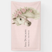 Banderoles Mariage Pastel Rose Toile Cheval & Fleurs Shower (Vertical)