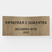 Banderoles Mariage personnalisé rustique burlap motif nature (Horizontal)