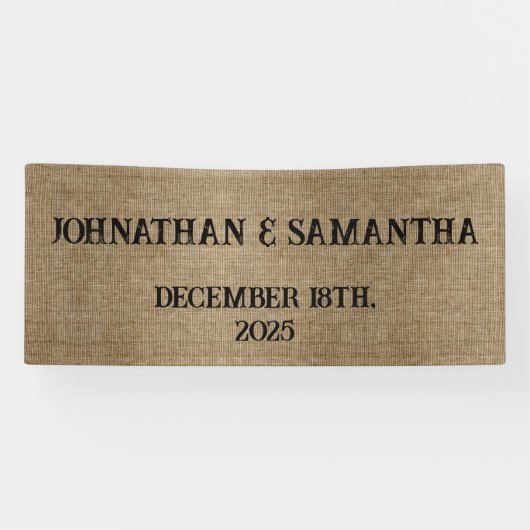 Banderoles Mariage personnalisé rustique burlap motif nature (Horizontal)