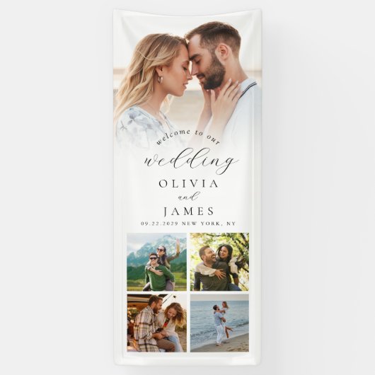 Banderoles Mariage photo de bienvenue élégant et moderne (Vertical)