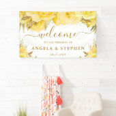 Banderoles Mariage Rose Aquarelle Jaune et Or (En situation)