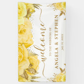 Banderoles Mariage Rose Aquarelle Jaune et Or (Vertical)